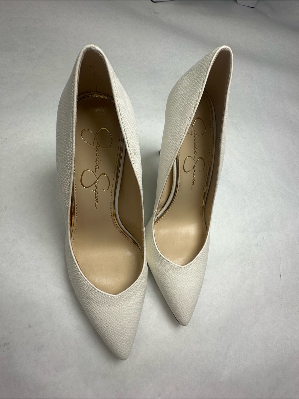 Jessica Simpson Ivory Pointed-Toe High Heels
